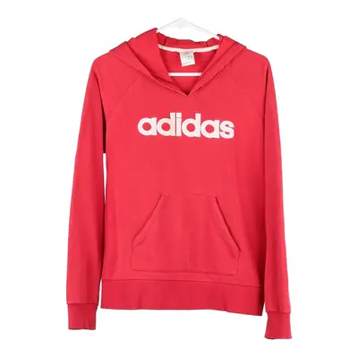 Age 14 Adidas Spellout Hoodie - Medium Pink Cotton Blend