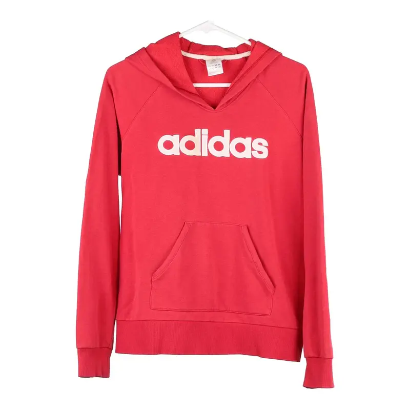 Age 14 Adidas Spellout Hoodie - Medium Pink Cotton Blend