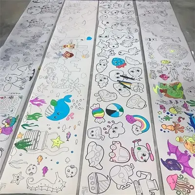 Drawing Roll Sticky Coloring Paper Rolls, 6pcs Different Themes Graffiti Scroll Diy Painting, Coloring Painting for Toddlers ...