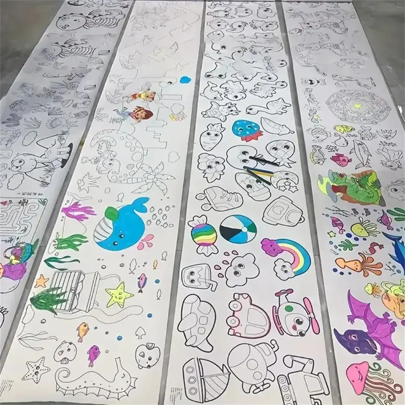 Drawing Roll Sticky Coloring Paper Rolls, 6pcs Different Themes Graffiti Scroll Diy Painting, Coloring Painting for Toddlers ...