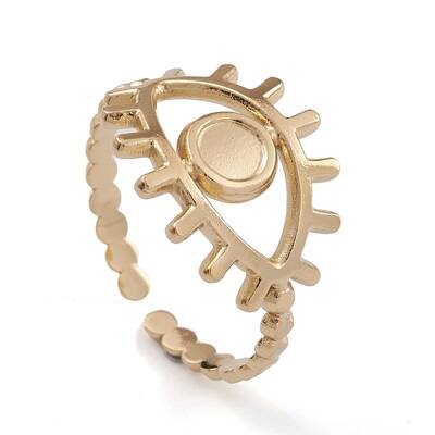 Ion Plating(IP) 304 Stainless Steel Eye Open Cuff Rings for Women