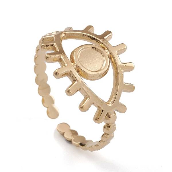 Ion Plating(IP) 304 Stainless Steel Eye Open Cuff Rings for Women