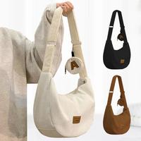 Women's Corduroy Crossbody Bag Crescent Bag Casual Simple Style Shoulder Bag Suitable for Daily Use