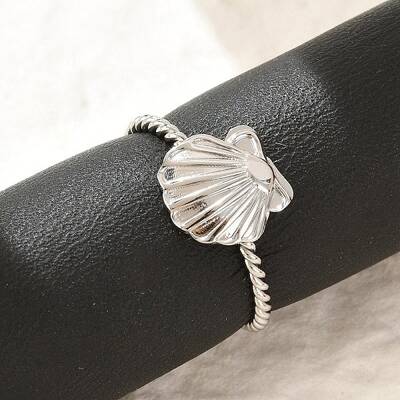 Shell 304 Stainless Steel Open Cuff Rings for Women