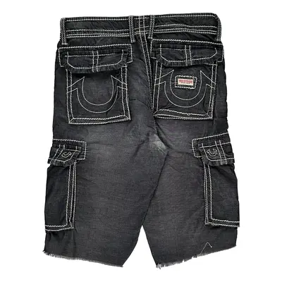 True Religion Contrast Stitch Cargo Shorts - 34W 15L Black Cotton Blend