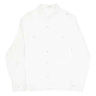 CALVIN KLEIN Swimwear Mens Plain Shirt White Long Sleeve L