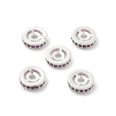 Brass Micro Pave Cubic Zirconia Beads