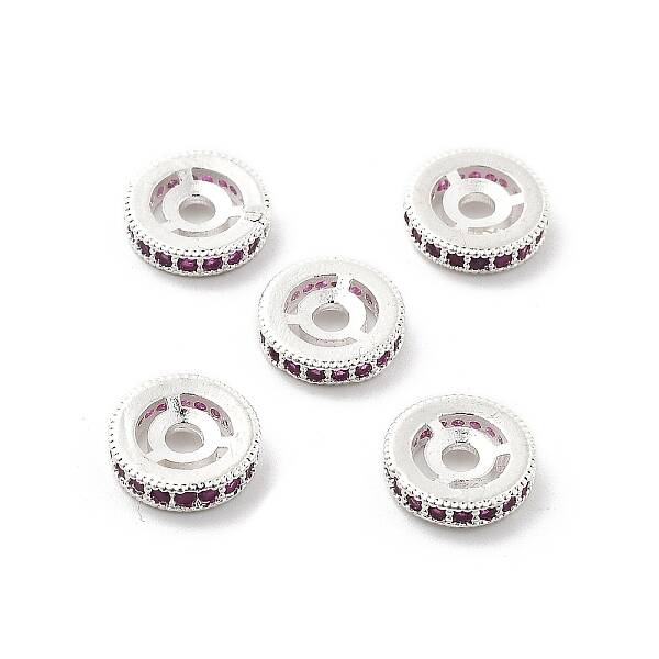 Brass Micro Pave Cubic Zirconia Beads