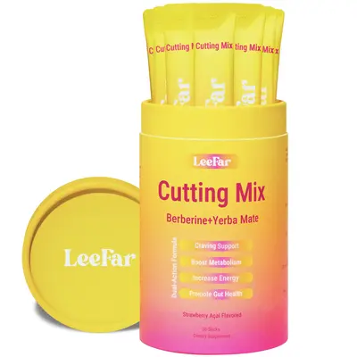 LeeFar Cutting Drink Mix – Berberine, Chromium, 5-HTP, Yerba Mate & Magnesium | Strawberry Açaà Flavor – 30 Servings