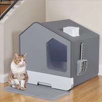NOVA Odor-Free Enclosed Cat Litter Box W/ Litter Scoop & Mat & Tray - Privacy and Easy Access