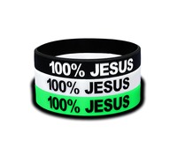 100% Jesus Sports Silicone Wristband Soccer Fútbol Football Motivational Fitness Stretch Black White Glow in Dark Unisex Adu...
