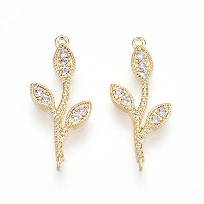 Brass Micro Pave Clear Cubic Zirconia Connector Charms