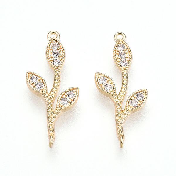 Brass Micro Pave Clear Cubic Zirconia Connector Charms