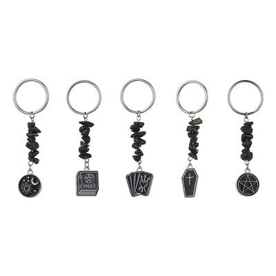 Book/Coffin/Pentagram Alloy Enamel Pendant Keychains