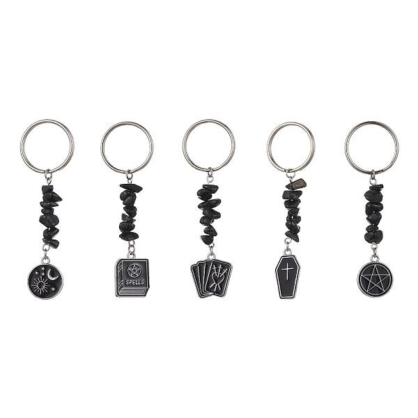 Book/Coffin/Pentagram Alloy Enamel Pendant Keychains