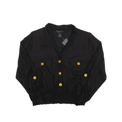 STREETWEAR SOCIETY Ruched Detail Blouse Black Collared Long Sleeve Girls L