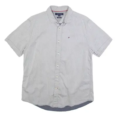 TOMMY HILFIGER Mens Shirt Grey Spotted L