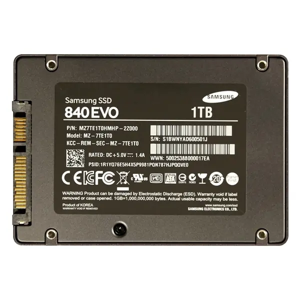 Samsung MZ-7TE1T0B/CN | 840 EVO Series 1TB 2.5-inch 6GB/s SATA 1GB Cache V-NAND 3bit MLC Solid State Drive