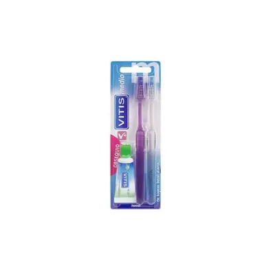 Vitis Duplo Medium Toothbrush + Anti-caries 15ml