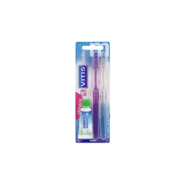 Vitis Duplo Medium Toothbrush + Anti-caries 15ml