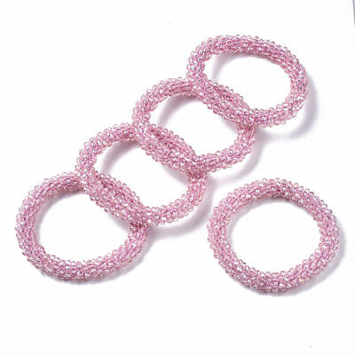 Faceted Transparent Glass Beads Stretch Bracelets