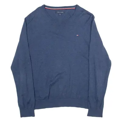 TOMMY HILFIGER Mens Jumper Blue Tight Knit L