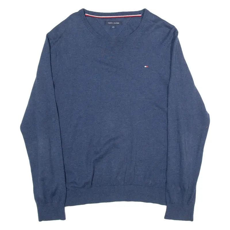 TOMMY HILFIGER Mens Jumper Blue Tight Knit L