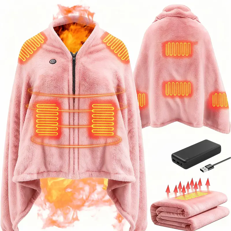 Portable USB Heated Blanket - Wearable Electric Poncho Shawl | 3-Temperature/Cordless Heating Wrap for Neck/Shoulder/Body | M...