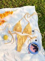 Two-piece Set Women's Ditsy Floral Print Bikini Set, Casual Fashion Chic Halter Swim Bra & Tie Side Swim Panty Swimsuit Set, ...