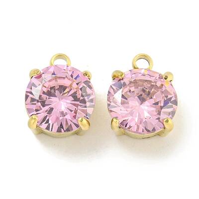 PVD Vacuum Plating Real 18K Gold Plated 304 Stainless Steel Cubic Zirconia Pendants