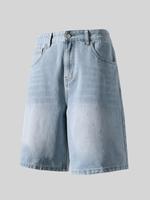 Men's Solid Color Denim Shorts, Fitted Casual Comfy Minimalist Straight Leg Shorts for Summer, Men's Bottoms for Daily Wear, ...