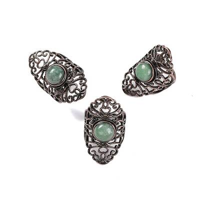 Natural Green Aventurine Retro Finger Rings