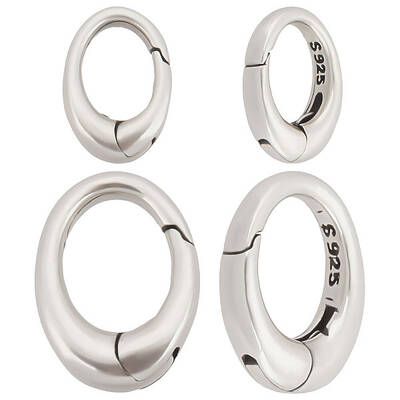 2Pcs 2 Size 925 Sterling Silver Spring Gate Rings