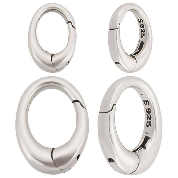 2Pcs 2 Size 925 Sterling Silver Spring Gate Rings