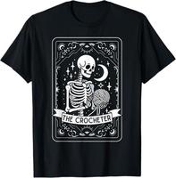 Skeleton The Crocheter Tarot Card Knitter Crochet Lover T-Shirt