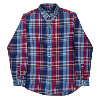 Custom Fit Ralph Lauren Checked Shirt - Large Navy Cotton