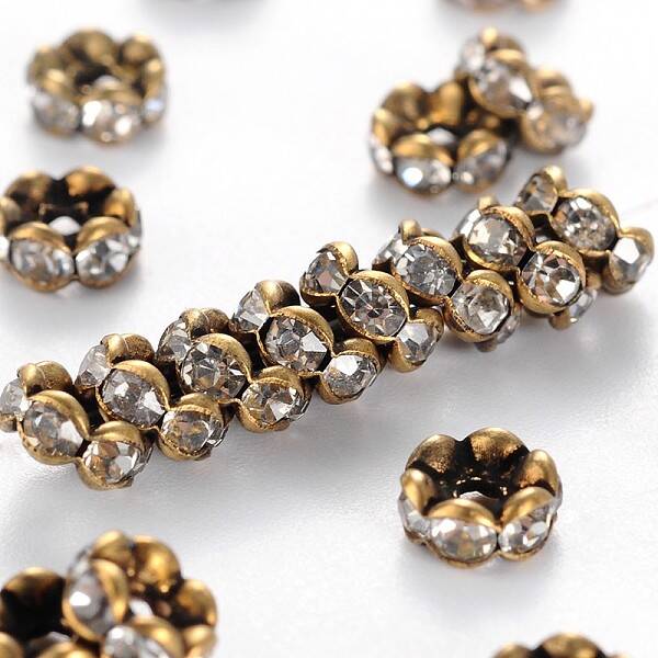 Brass Rhinestone Spacer Beads