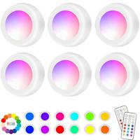 Wireless Puck Lights Under Cabinet Lighting, Smart LED Tap Light 13 RGB Colors Night Lamp with Remote Control, Battery Powere...