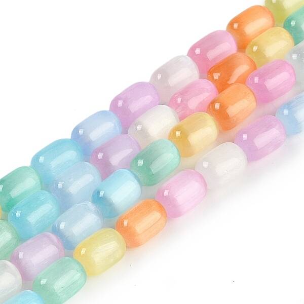 Rainbow Color Natural Selenite Beads Strands