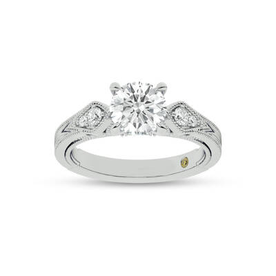 Vesta Vintage Inspired Round Lab Grown Diamond Engagement Ring | 14K White Gold 2 3/4 CT. TW.