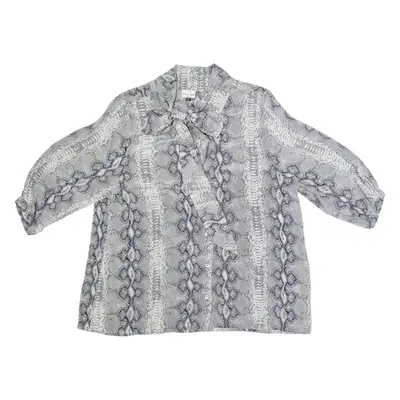 MERCY DELTA Womens Printed Blouse Grey 3/4 Sleeve Animal Print M