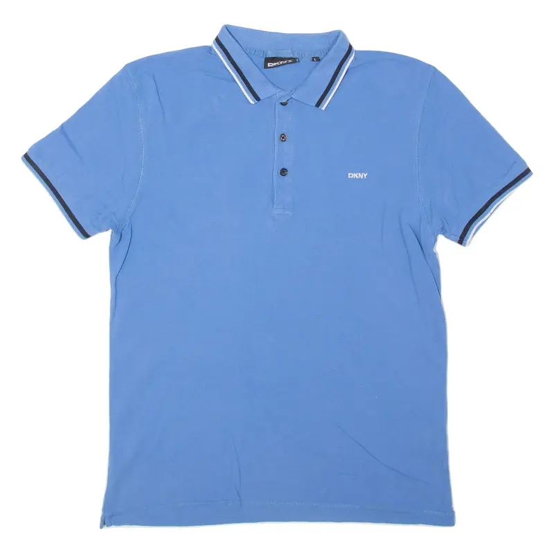 DKNY Mens Polo Shirt Blue L
