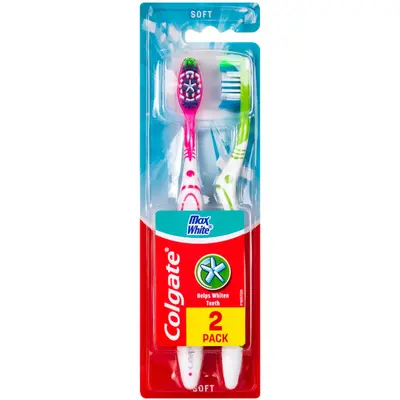 Colgate Max White - 2 packs, toothbrushes for cleaning, care of teeth and gums, soft