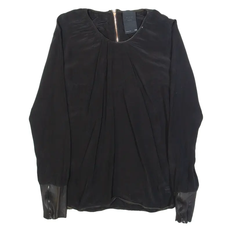 G-STAR Womens Blouse Black Long Sleeve Silk XS