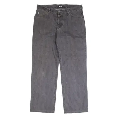 HIS Striped Mens Trousers Grey Regular Straight 90s W34 L30
