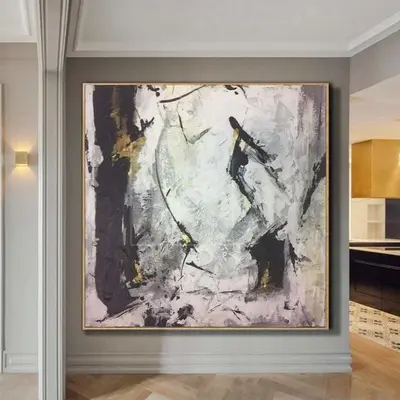 Black And White Wall Artwork Gold Leaf Painting Original Art Abstract Paintings On Canvas | POTENTIAL ENERGY