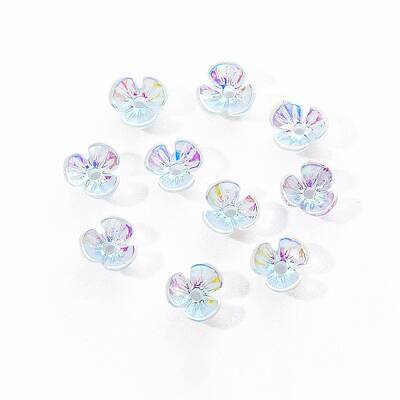 Electroplated 3-petal Flower Resin Cabochons