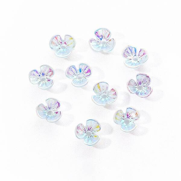 Electroplated 3-petal Flower Resin Cabochons