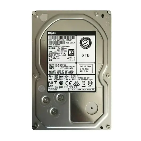 0PYM8J Dell 6TB 12Gb/s SAS 7200 3.5-Inch Hard Drive