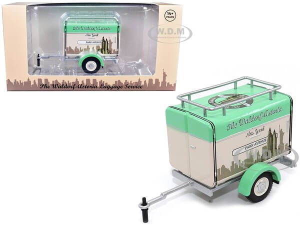 Travel Trailer Beige with Light Green Top The Waldorf-Astoria Luggage Service New York - Park Avenue 1/24 Diecast Model Car b...